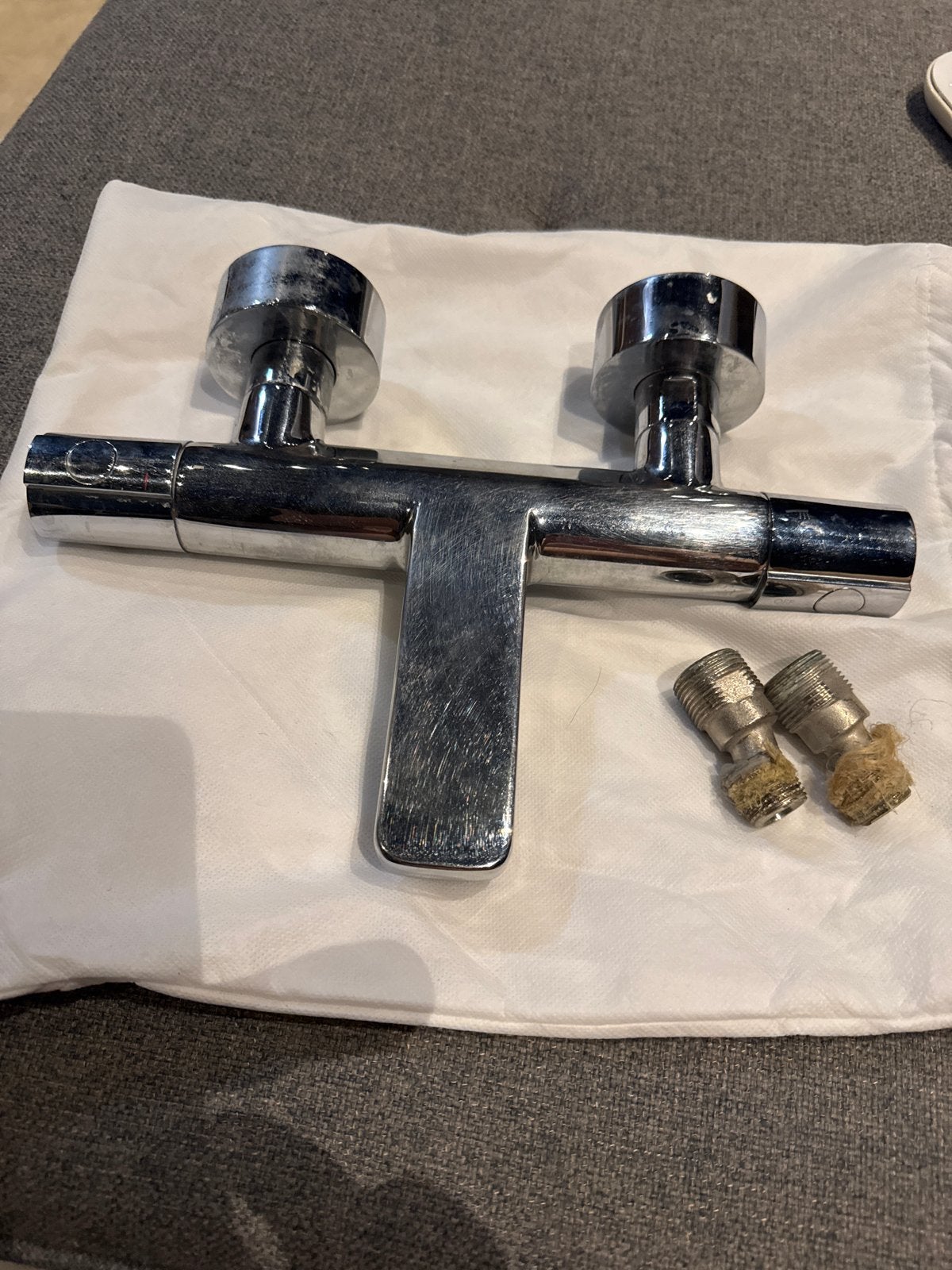 Thermostaat badkraan met douche aansluiting - Gebruikt, Ophalen of Verzenden, Gebruikt, Chroom, Kraan
