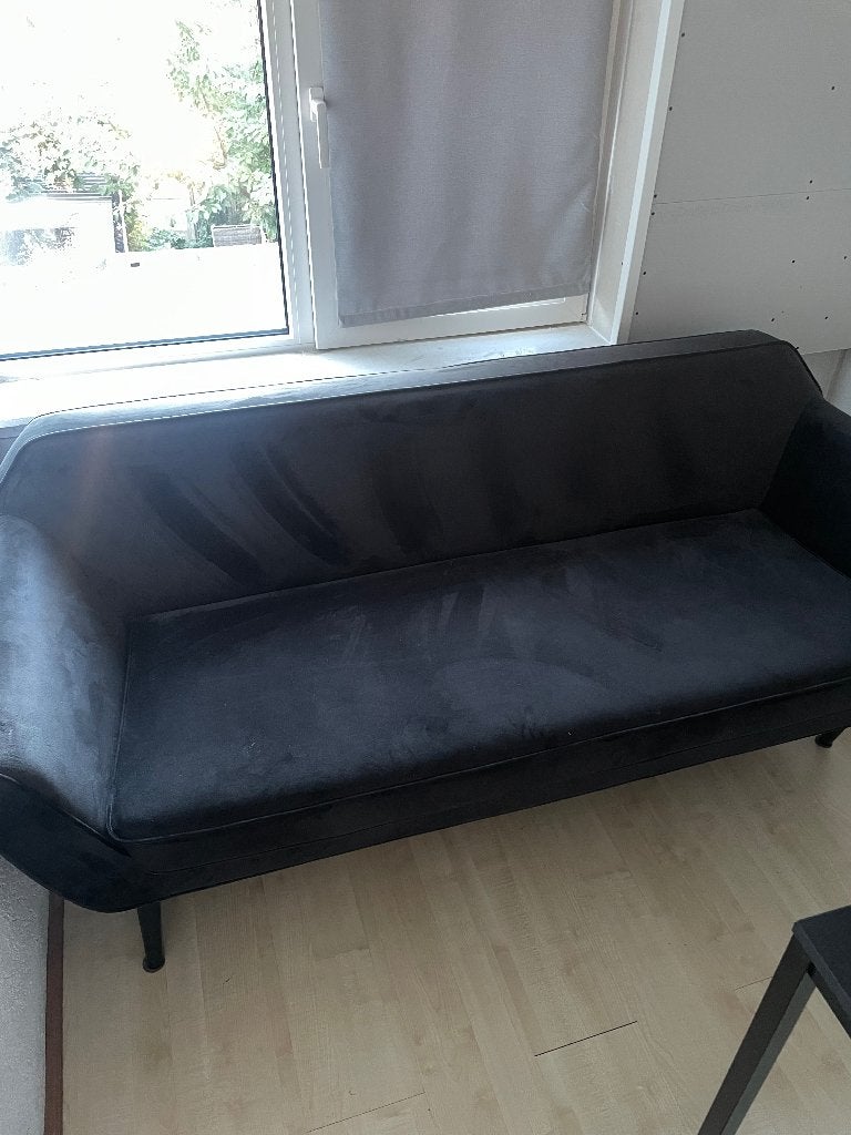 Zwarte suède bank, Ophalen, 150 tot 200 cm, Tweepersoons, 75 tot 100 cm