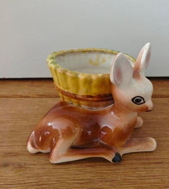 Vintage keramieken ree met aangehecht potje, Antiek en Kunst, Antiek | Keramiek en Aardewerk, Ophalen of Verzenden