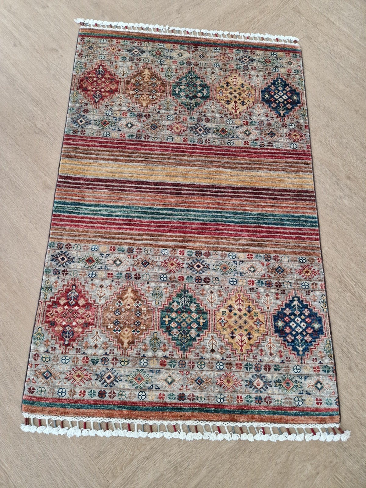Vloerkleed met kleurrijk patroon - Zo goed als nieuw, Ophalen, Geel, 50 tot 100 cm, Zo goed als nieuw
