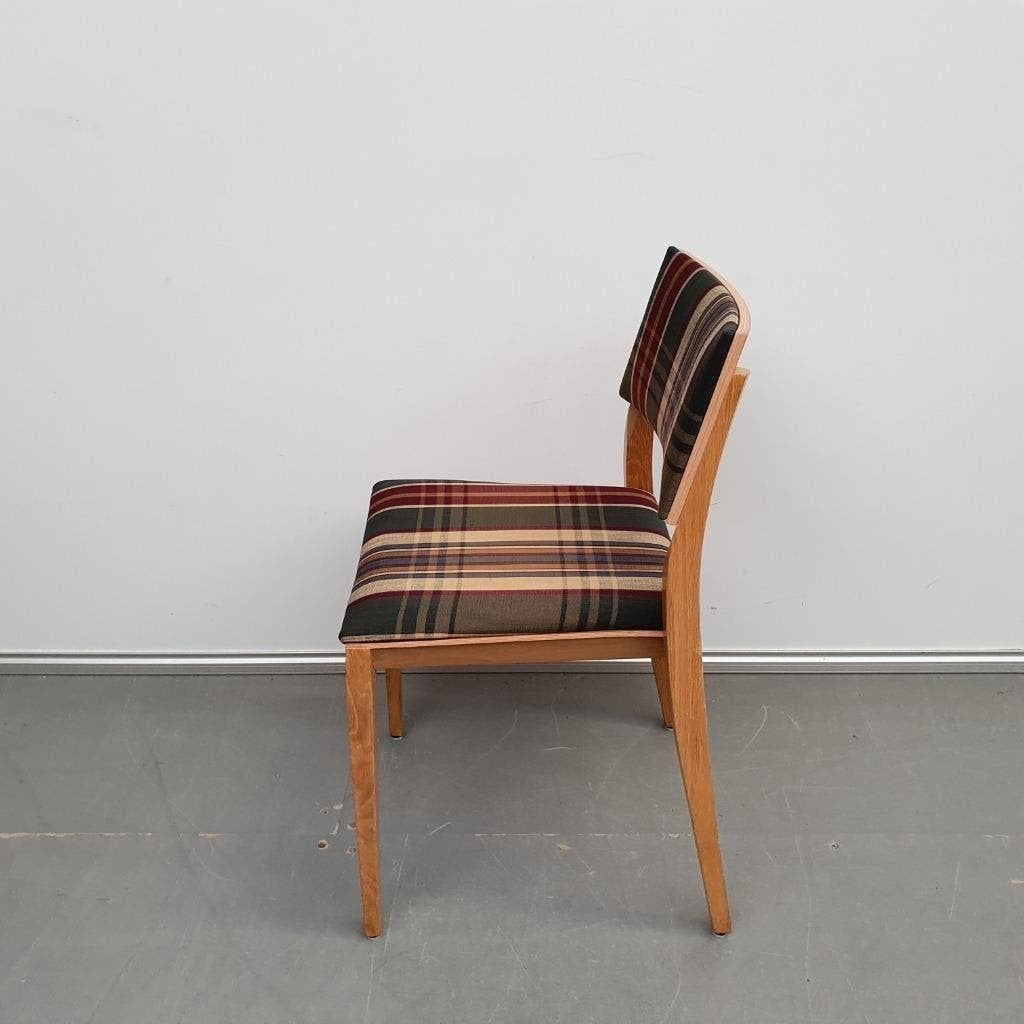 SATELIET houten stoel met  NIEUWE Villard bekleding, Huis en Inrichting, Stoelen, Ophalen, Gebruikt, Bruin, Vijf, Zes of meer stoelen