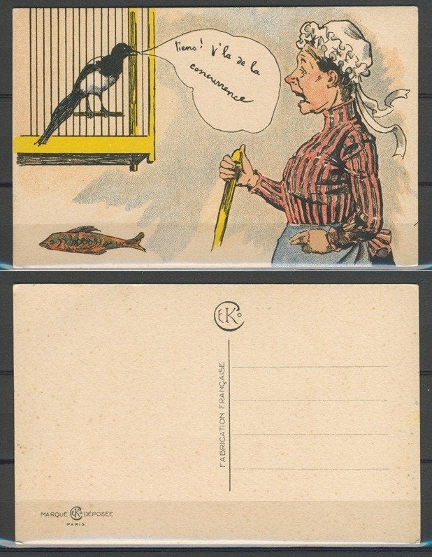 Antieke Franse Humor Ansichtkaart-EK Paris (ca 1910) f-269a, Ophalen of Verzenden, Voor 1920, Ongelopen, Overige thema's