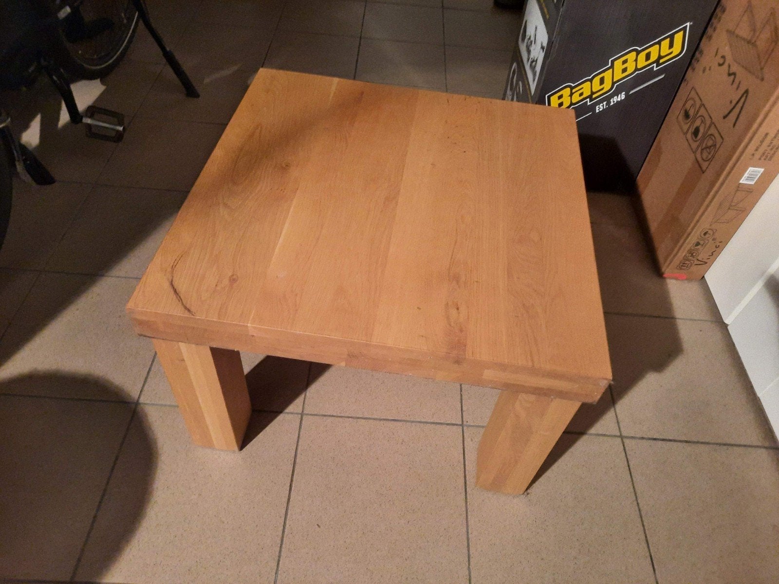 Massief eiken hoektafel, Huis en Inrichting, Tafels | Salontafels, Ophalen, 50 tot 100 cm, 50 tot 100 cm, 5 – 50