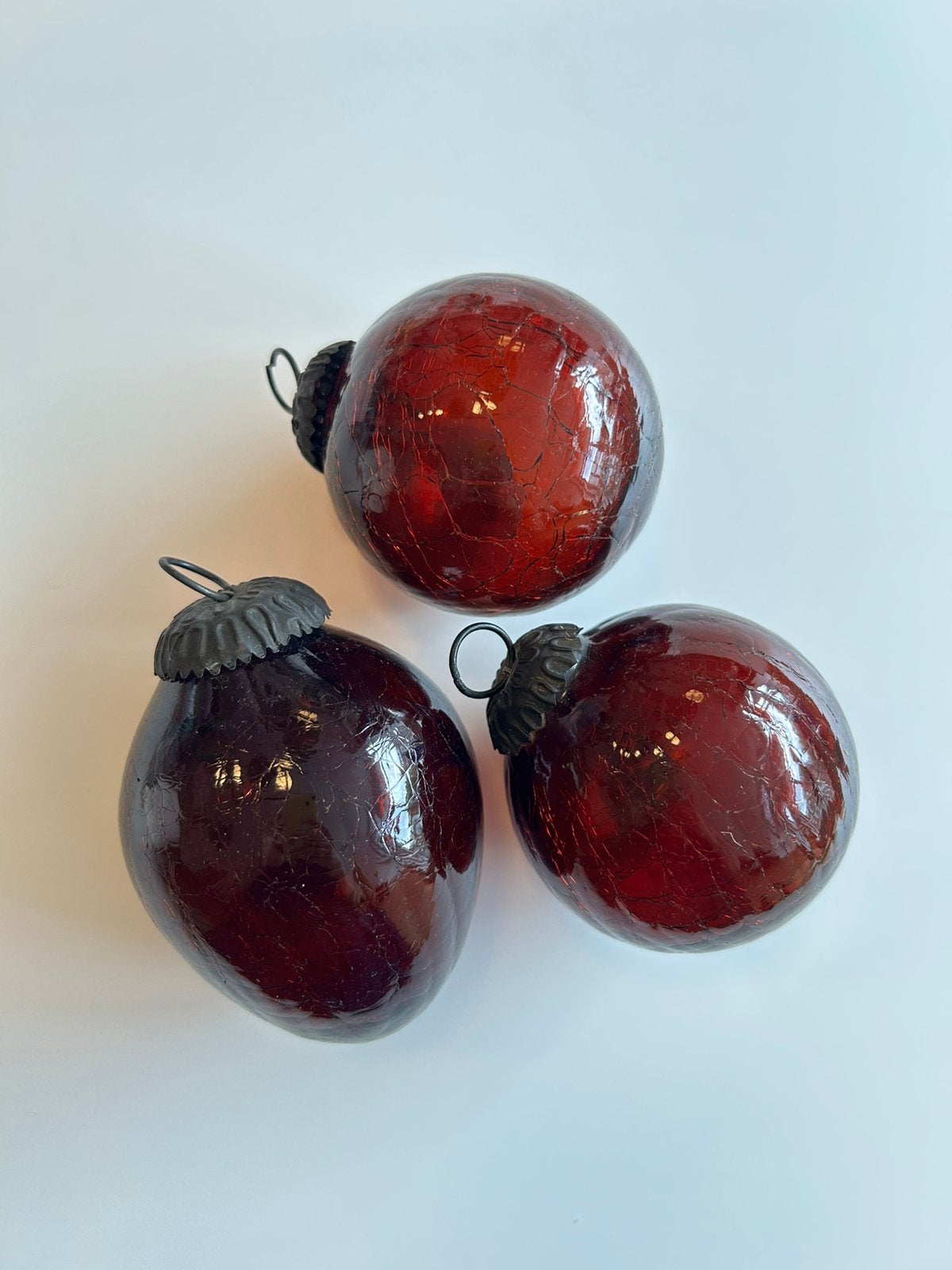 Vintage bruin glazen kerstballen x3, Ophalen, Zo goed als nieuw