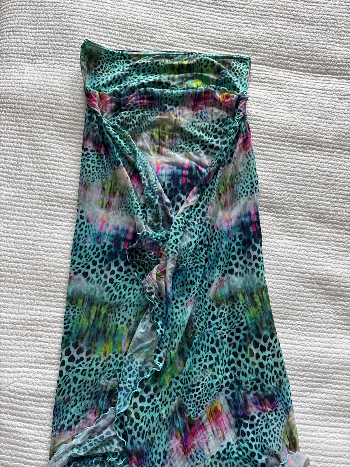 Omslagdoek bikini met dierenprint en felle kleuren, Kleding | Dames, Ophalen of Verzenden, Zo goed als nieuw, Blauw, Overige typen
