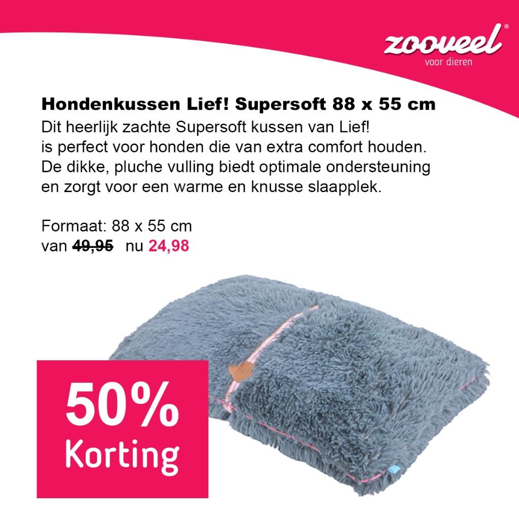 Hondenkussen Lief! Supersoft Pluche Grijs 88x55 cm, Dieren en Toebehoren, Hondenmanden, Ophalen of Verzenden, Nieuw, Katoen