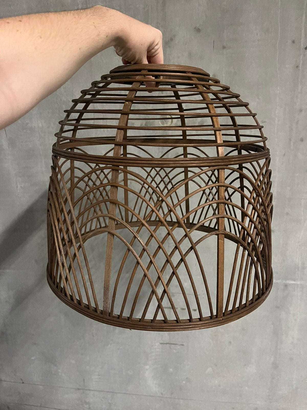 Rotan hanglamp, Ophalen of Verzenden, Zo goed als nieuw, Rond