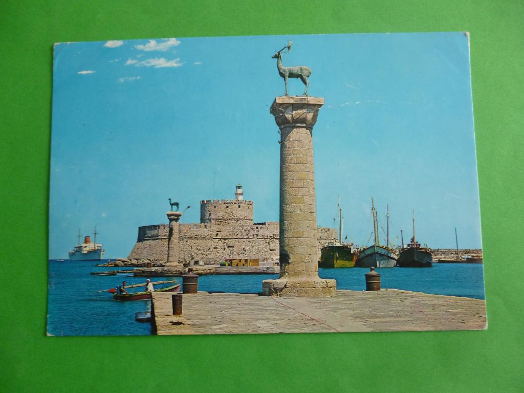ansichtkaart Rhodos Mandraki Griekenland, Verzamelen, Ophalen of Verzenden, 1980 tot heden, Gelopen, Overig Europa