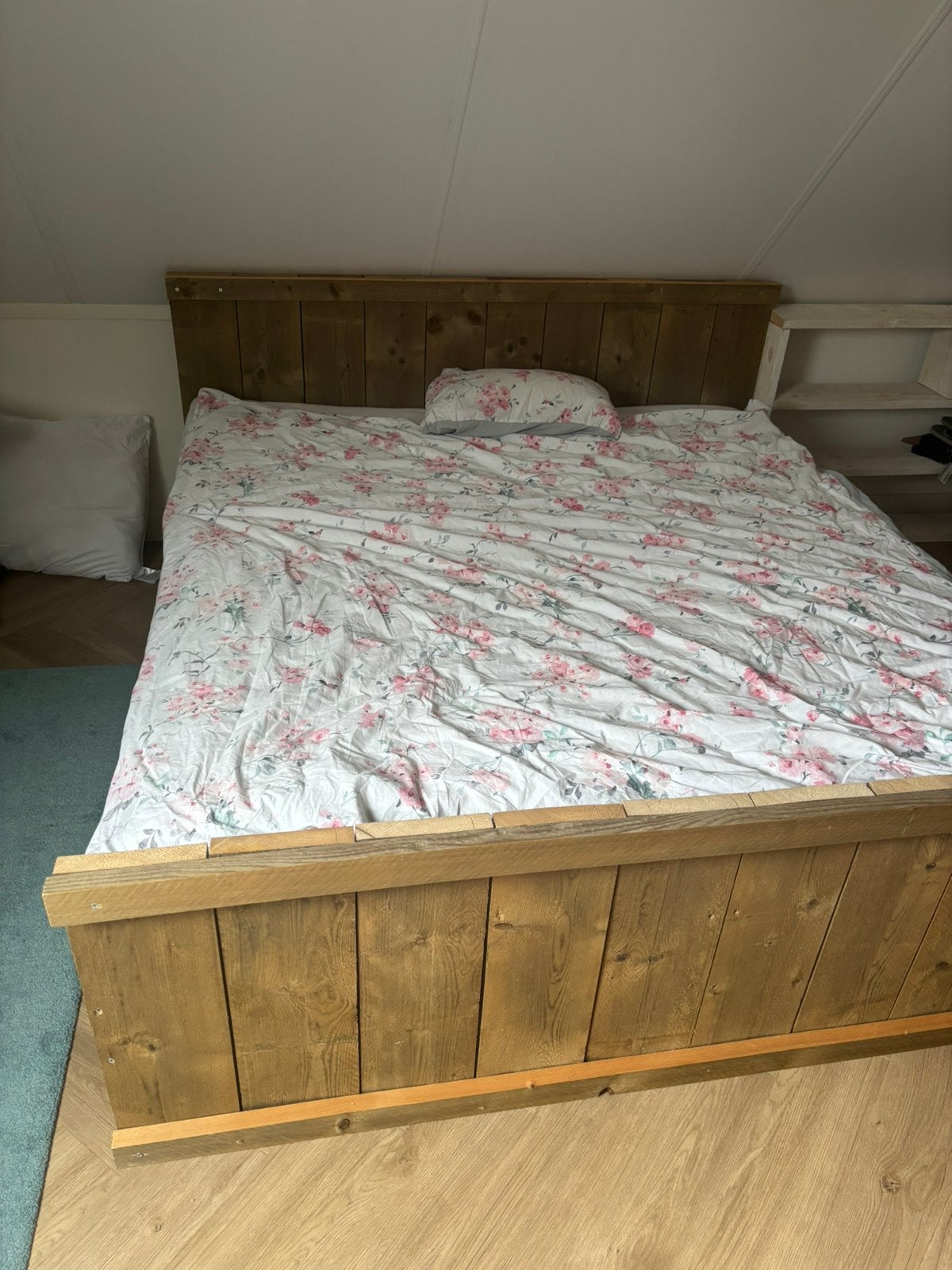 Bed van steigerhout 180x 200x cm, Huis en Inrichting, Slaapkamer | Bedden, Ophalen, Bruin, Steigerhout, Tweepersoons