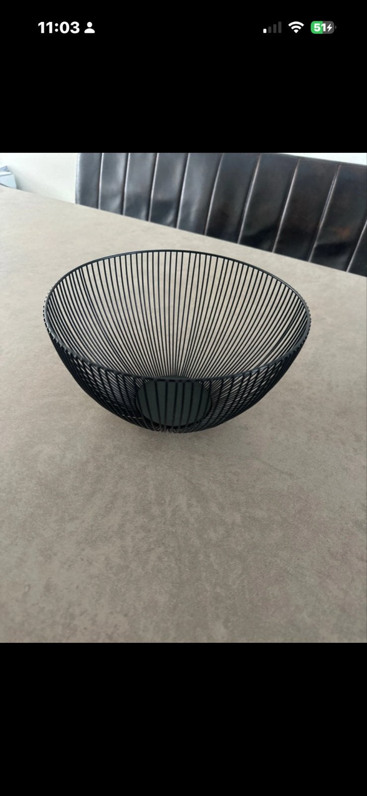 Zwarte metalen fruitschaal / decoratieve schaal, Schaal, Rond, Ophalen of Verzenden, Zo goed als nieuw
