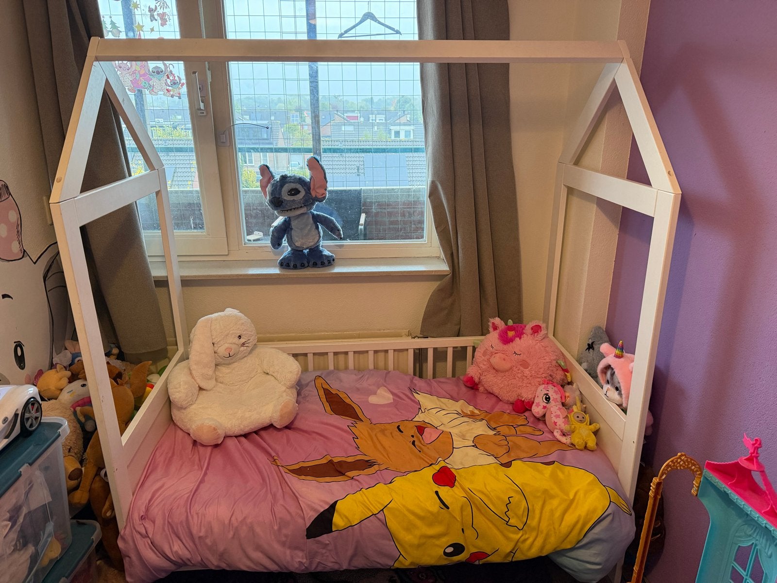 Leuk kinderbed in huisvorm - Zo goed als nieuw, 70 tot 85 cm, Zo goed als nieuw, 160 tot 180 cm, Ophalen