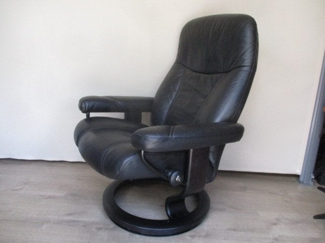 KEURIGE Stressless Consul zwart leder medium, Ophalen of Verzenden, Zo goed als nieuw, Leer, 50 tot 75 cm