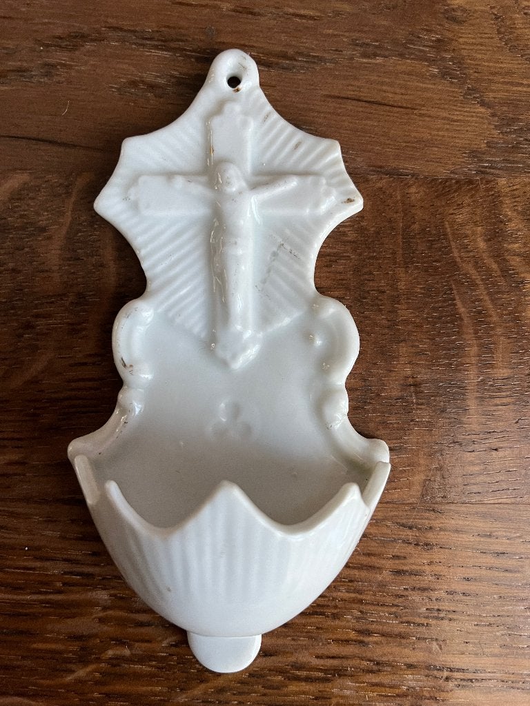 Porcelein wijwaterbakje, Antiek en Kunst, Ophalen of Verzenden