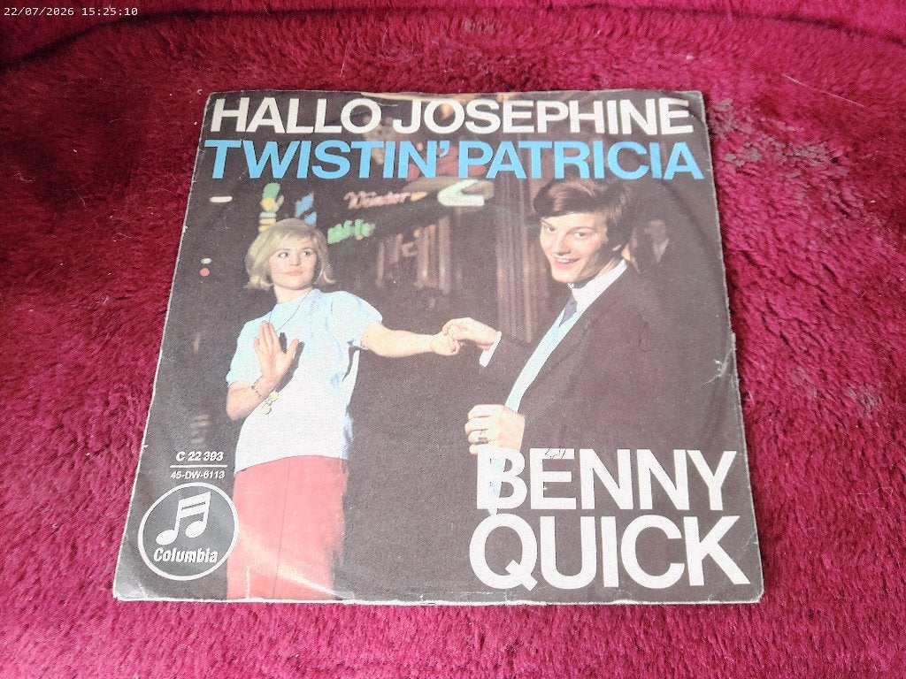 Benny Quick - Hallo Josephine / Twistin' patricia, Gebruikt, Fotohoes, 7 inch, Ophalen of Verzenden