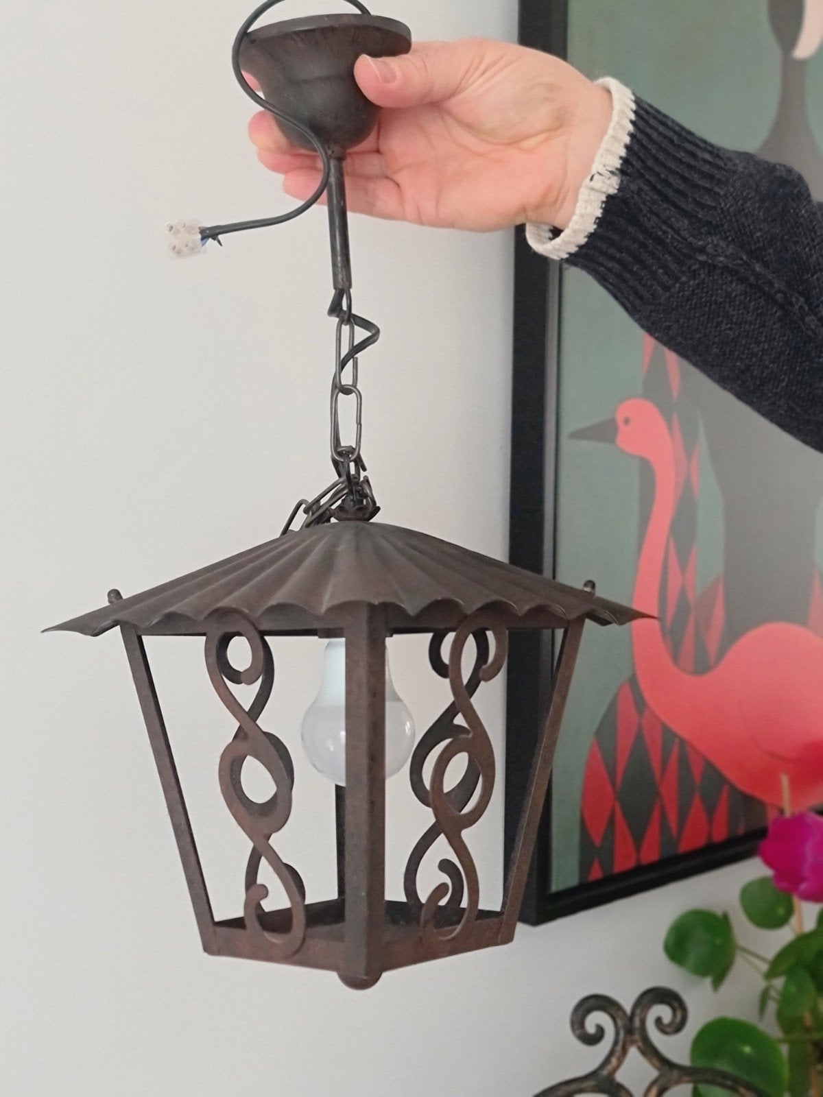 Vintage brocante lantaarn
hanglamp Rustieke roestkleurige, Huis en Inrichting, Lampen | Hanglampen, Ophalen of Verzenden, Zo goed als nieuw
