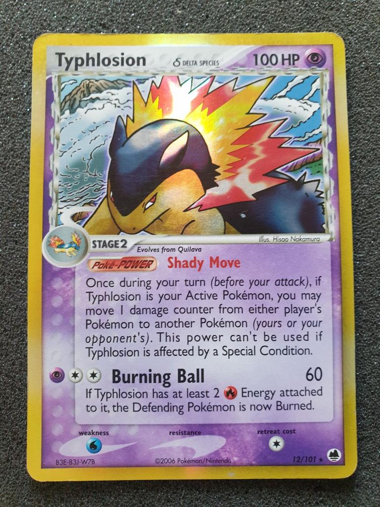 Pokémon kaart Typhlosion holo #12 EX Dragon Frontiers, Ophalen of Verzenden, Gebruikt, Losse kaart