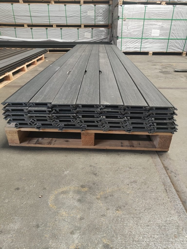 TWEEDE KANS - Composiet gevelbekleding antraciet - 40 m2, Ophalen, Zo goed als nieuw, 250 cm of meer, Planken