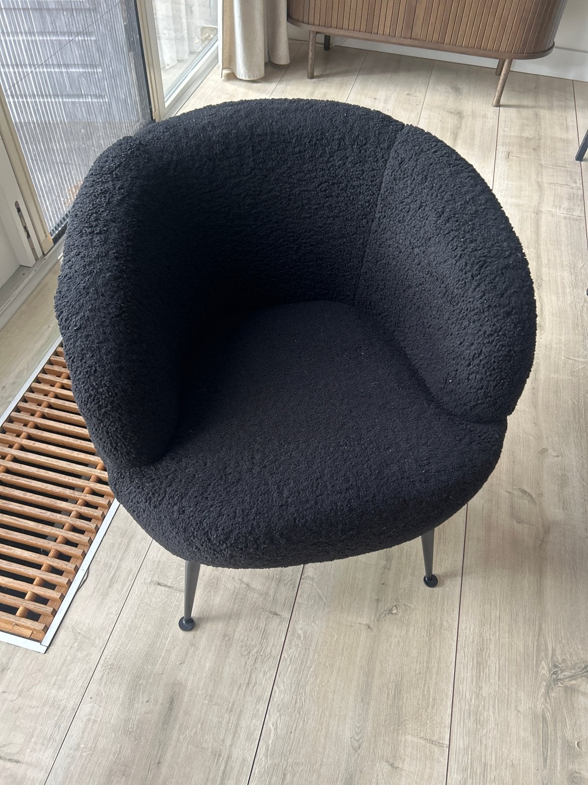Zwarte Bouclé Fauteuil - Comfortabele en Stijlvolle Stoel, Ophalen, Gebruikt, Zwart, Teddy
