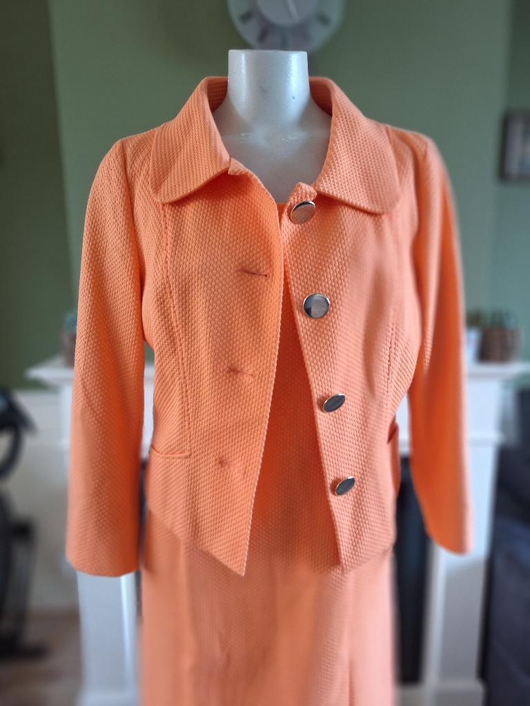 Caroline Biss jurk blazer jasje combinatie oranje mt 40, Kleding | Dames, Jurken, Maat 38/40 (M), Verzenden, Oranje, Zo goed als nieuw