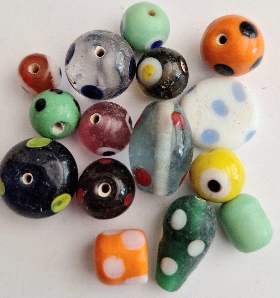 Lampwork glaskralen mix 1-2 cm 10, Verzenden, Nieuw, Kraal