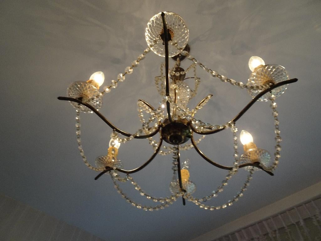 Kroonluchter met 6 lichtpunten * Goud * Lamp, Ophalen, Gebruikt