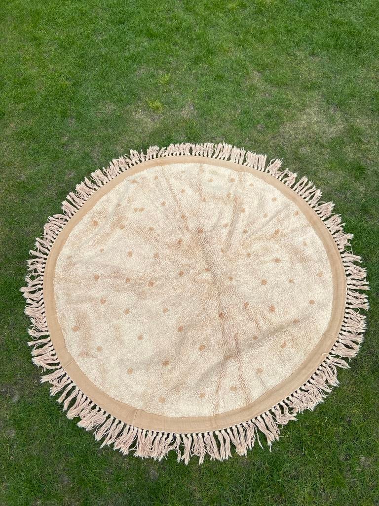 Tapis Petit 130cm rond kleed lichtroze met kwastjes, Ophalen, Overige kleuren, Rond, 50 tot 100 cm