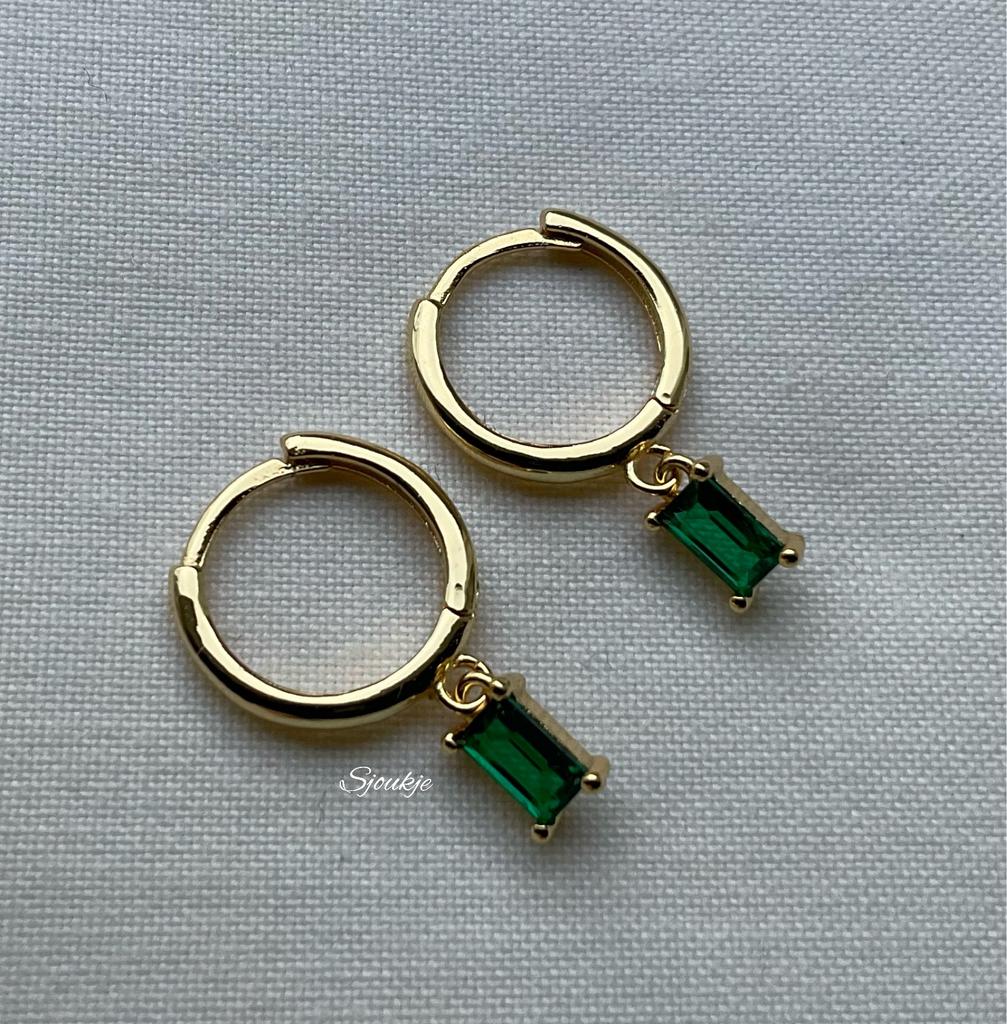 Oorbellen goud zilver NIEUW Swarovski kristal smaragd groen, Sieraden, Tassen en Uiterlijk, Kettingen, Nieuw, Goud, Groen, Met hanger