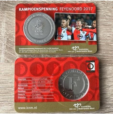 Feyenoord Kampioenspenning 2017, officiële KNVB penning !, Ophalen of Verzenden