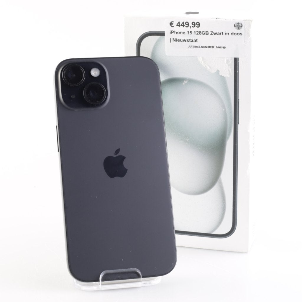 iPhone 15 128GB Zwart in doos | Nieuwstaat, Apple, Zo goed als nieuw, Support@apple.com, One Apple Park Way
Cupertino, CA 95014
United States