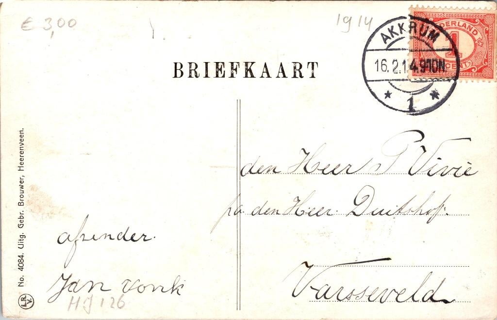 Akkrum - 12 ansichtkaarten, Verzenden, Voor 1920, Gelopen, Friesland