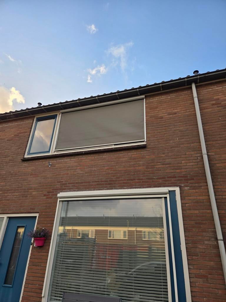 Zonnescherm voor ramen - zandkleur, Doe-het-zelf en Verbouw, Rolluiken, Gebruikt, 100 tot 150 cm, 150 tot 200 cm, Grijs, Ophalen of Verzenden