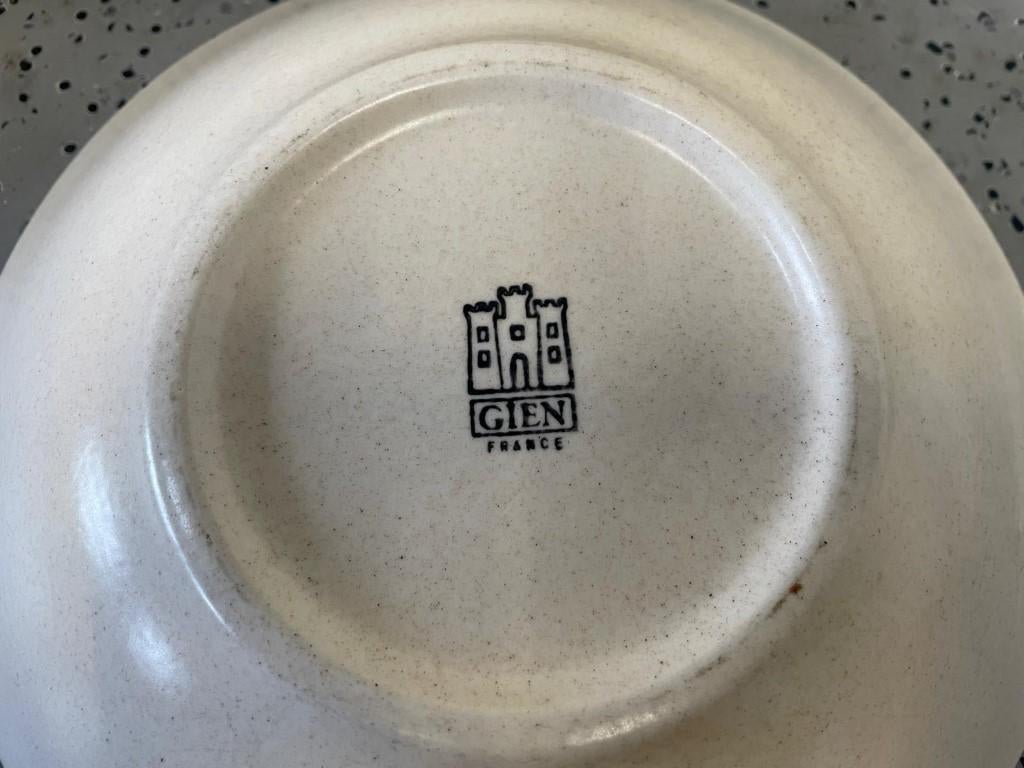 Servies Gien France, Beige met bruine rand, 29- delig, Ophalen