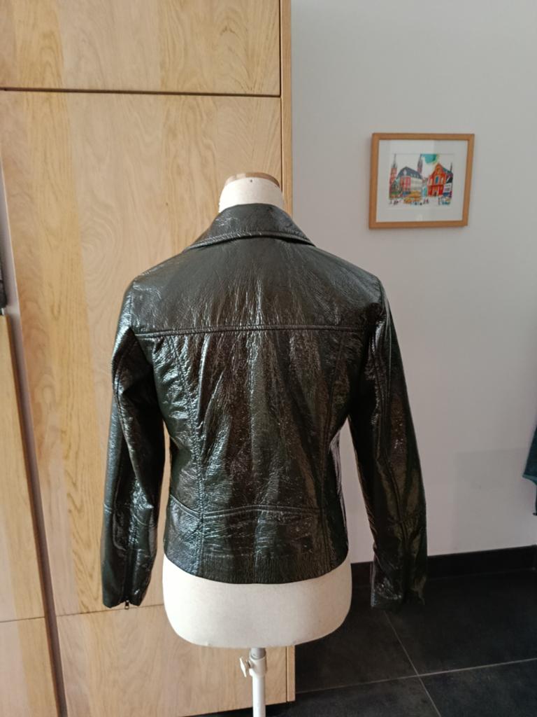 Stijlvol Groen Lakleren Bikerjack - Maat XS -S, Ophalen of Verzenden, Maat 36 (S), Groen, Onbekend