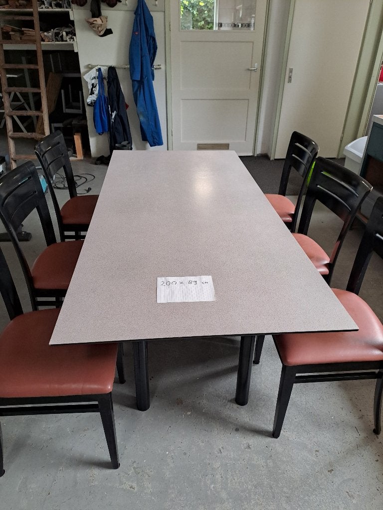 Grote eettafel met 6 stoelen - 200x89 cm, Huis en Inrichting, Tafels | Eettafels, Ophalen, Gebruikt, Vijf personen of meer, Rechthoekig