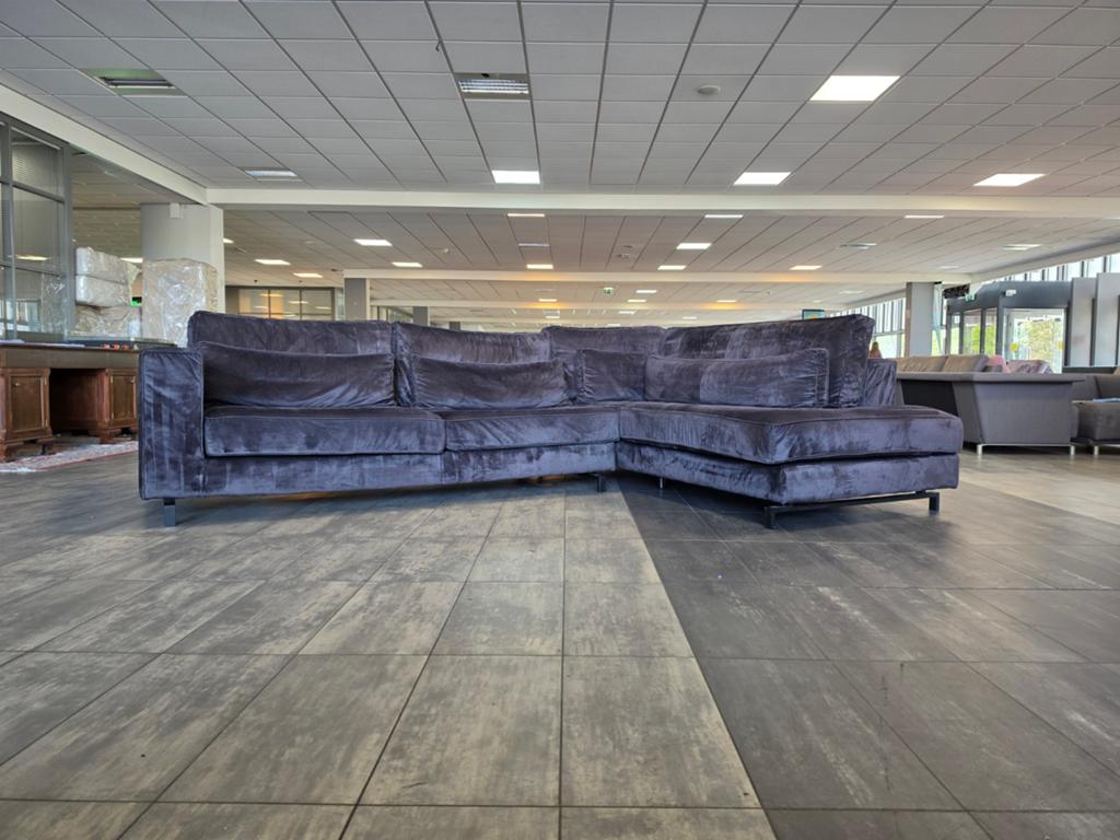 ✅️️️ Zwarte velvet hoekbank 330x235 | Refurbished + Bezorgen, Hoekbank, 300 cm of meer, Ophalen of Verzenden, Zo goed als nieuw