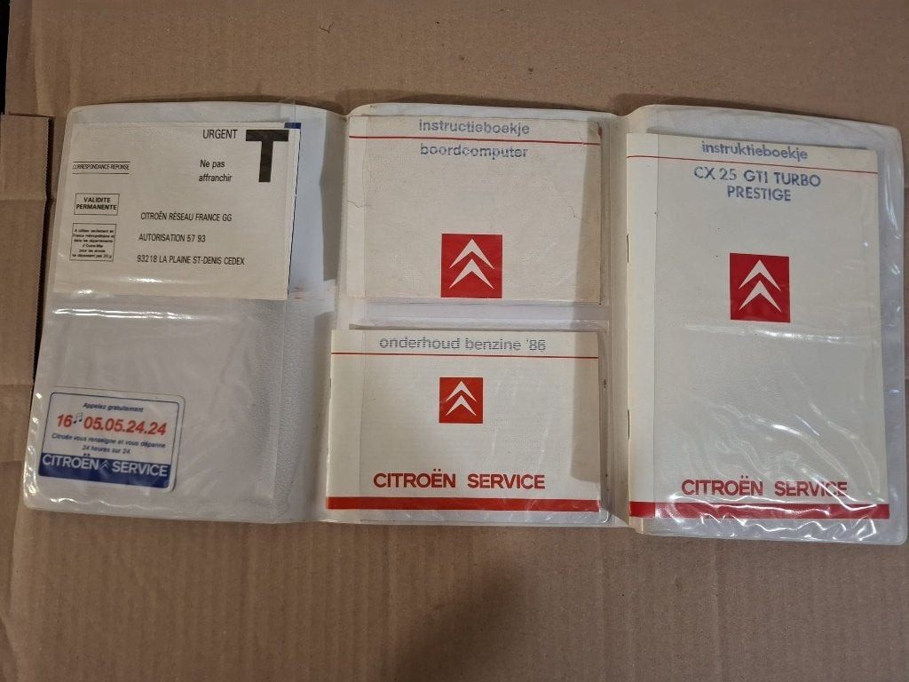 CITROËN CX 25 GTI PRESTIGE TURBO 1986 blanco service map, Auto diversen, Handleidingen en Instructieboekjes, Ophalen of Verzenden