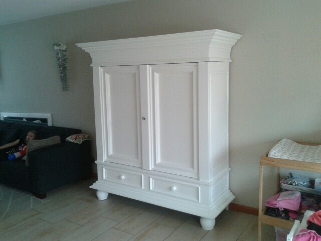 Buffetkasten, broodkast, kamerkast brocante houten wandkast, Ophalen, Zo goed als nieuw, 25 tot 50 cm, 200 cm of meer