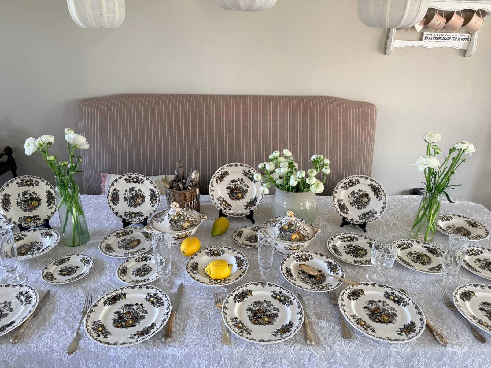 Mason’s Fruitbasket compl 6 pers servies antiek, Ophalen