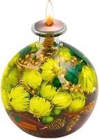 Unieke Glazen Olielamp met Gedroogde Bloemen - Groen & Goud, Groen, Bramengaard, Nieuw, Ophalen of Verzenden