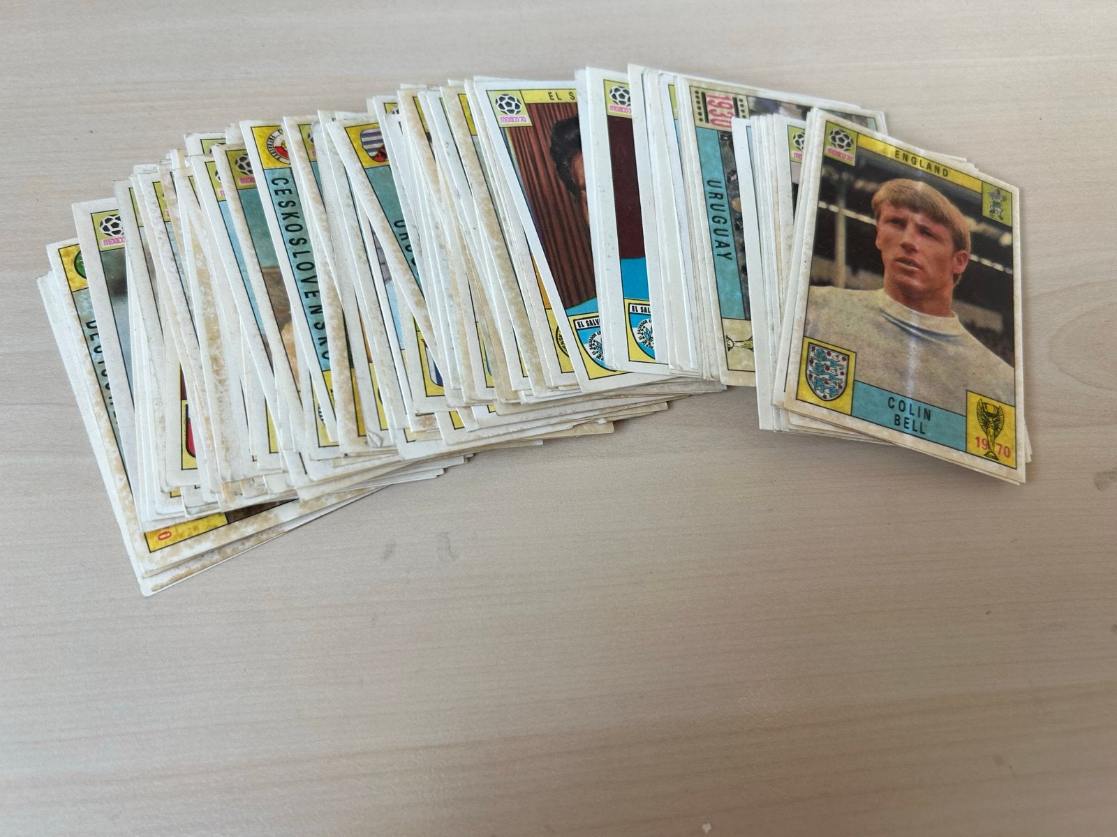 109 verschillende Panini Mexico 70 voetbalplaatjes, Ophalen of Verzenden, Gebruikt, Overige sporten, Spelerskaart