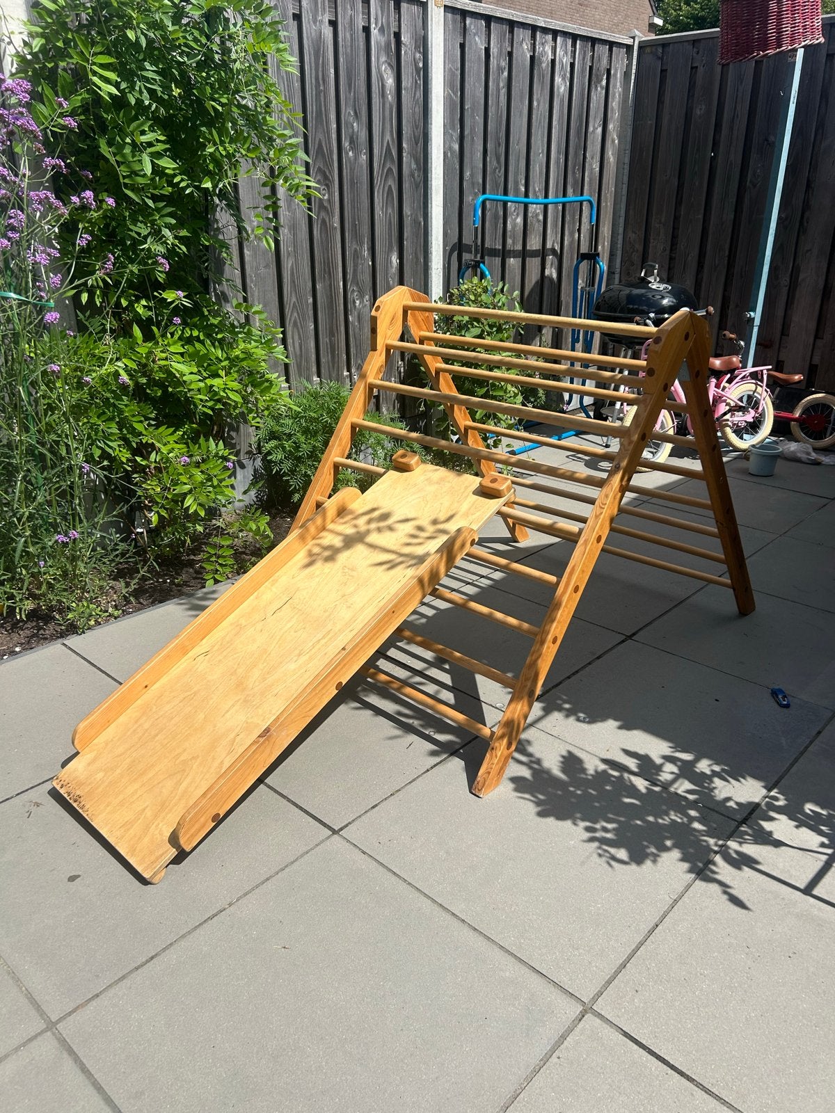 Houten Klimrek met Glijbaan/Klimwand voor Kinderen, Ophalen, Gebruikt, Glijbaan