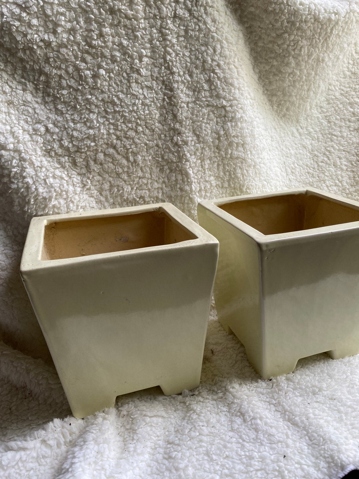 Bloempotten voor binnen 3x 2 dezelfde crème wit grijs, Ophalen, Gebruikt, Rond, Binnen