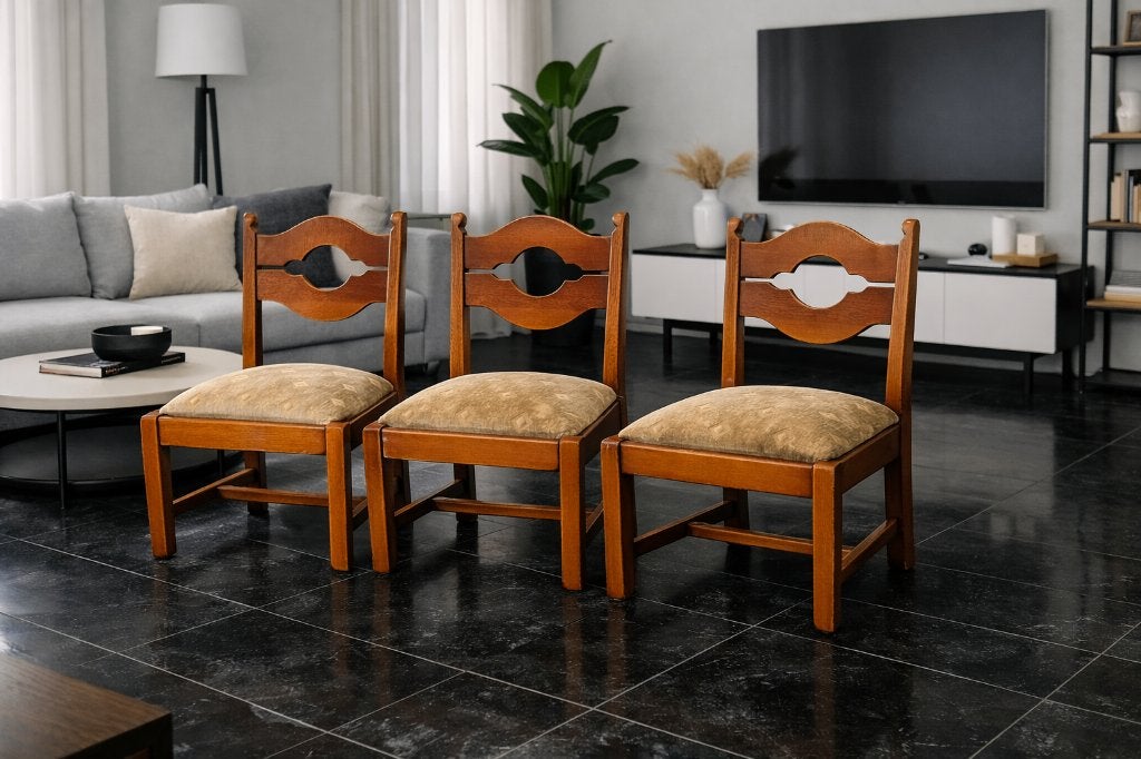 3x Originele Oisterwijk Stoelen - Massief Eiken - Jaren 60, Ophalen
