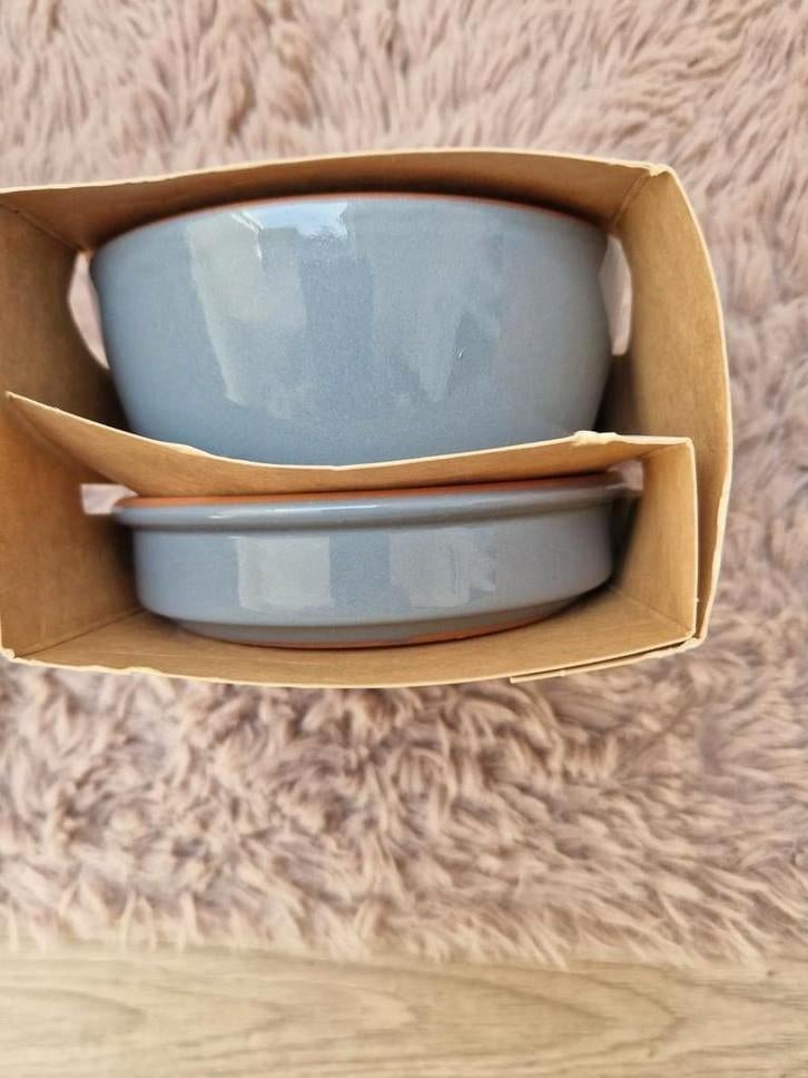 Set van 2 blauwe tapas bakjes, Schaal, Rond, Nieuw, Ophalen of Verzenden