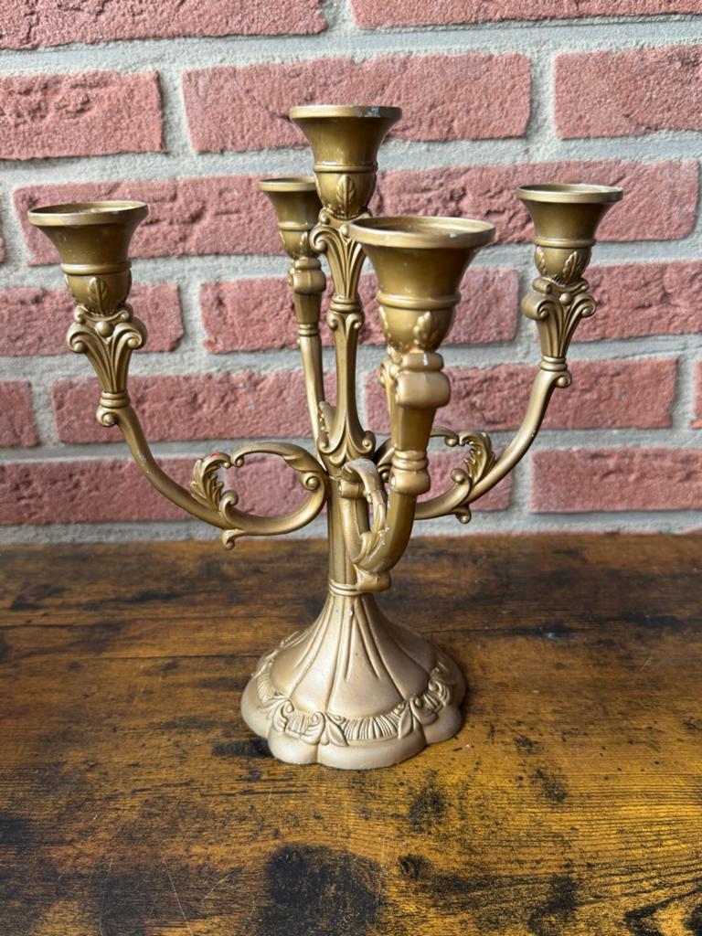 Gouden kandelaar met 5 armen, Ophalen, Overige materialen
