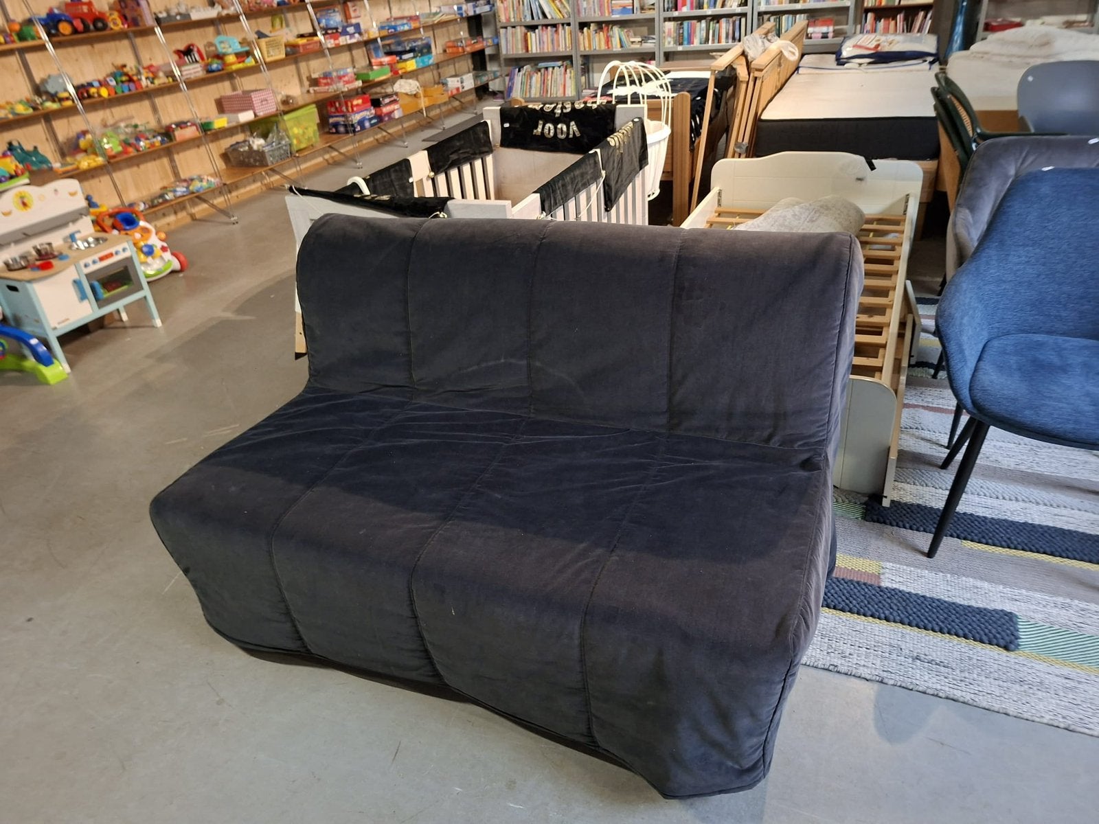 Bedbank 140x185/38, Ophalen, Gebruikt, Zwart, Tweepersoons