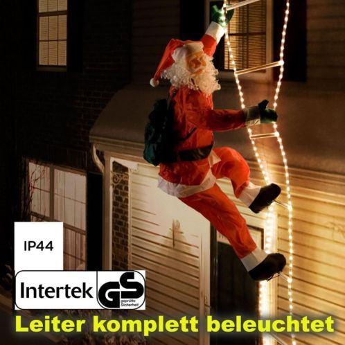 Kerstman Op ladder. Incl. Led-Verlichting 2.40m. Eye-Catcher, Diversen, Kerst, Ophalen of Verzenden, Nieuw