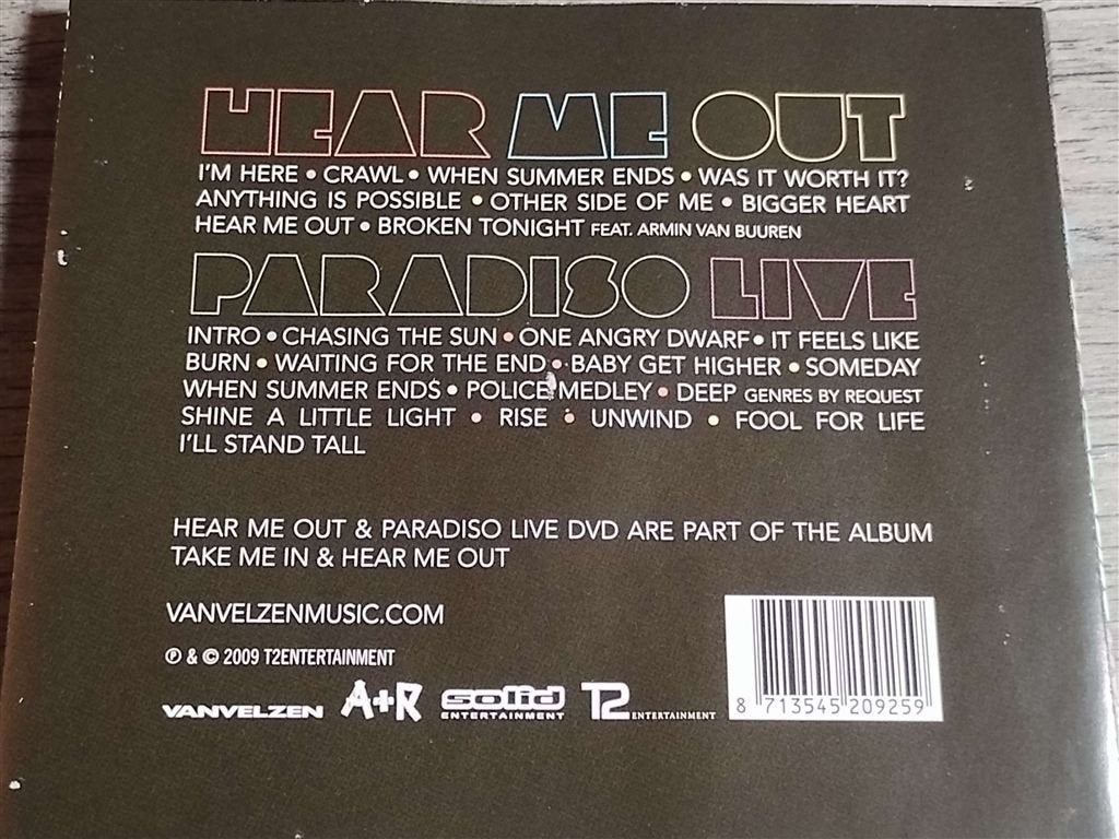 Van Velzen - Hear Me Out [CD + DVD], Ophalen of Verzenden, Zo goed als nieuw