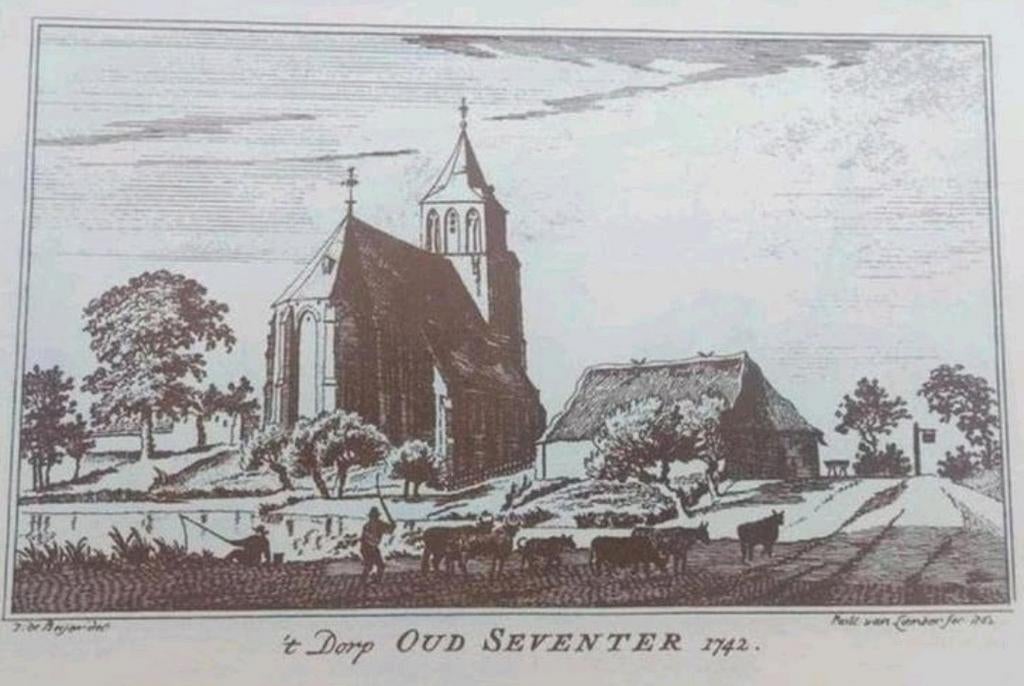 Dorp Oud Seventer 1742 ... Paulus van Liender ..., Antiek en Kunst, Kunst | Etsen en Gravures, Ophalen of Verzenden