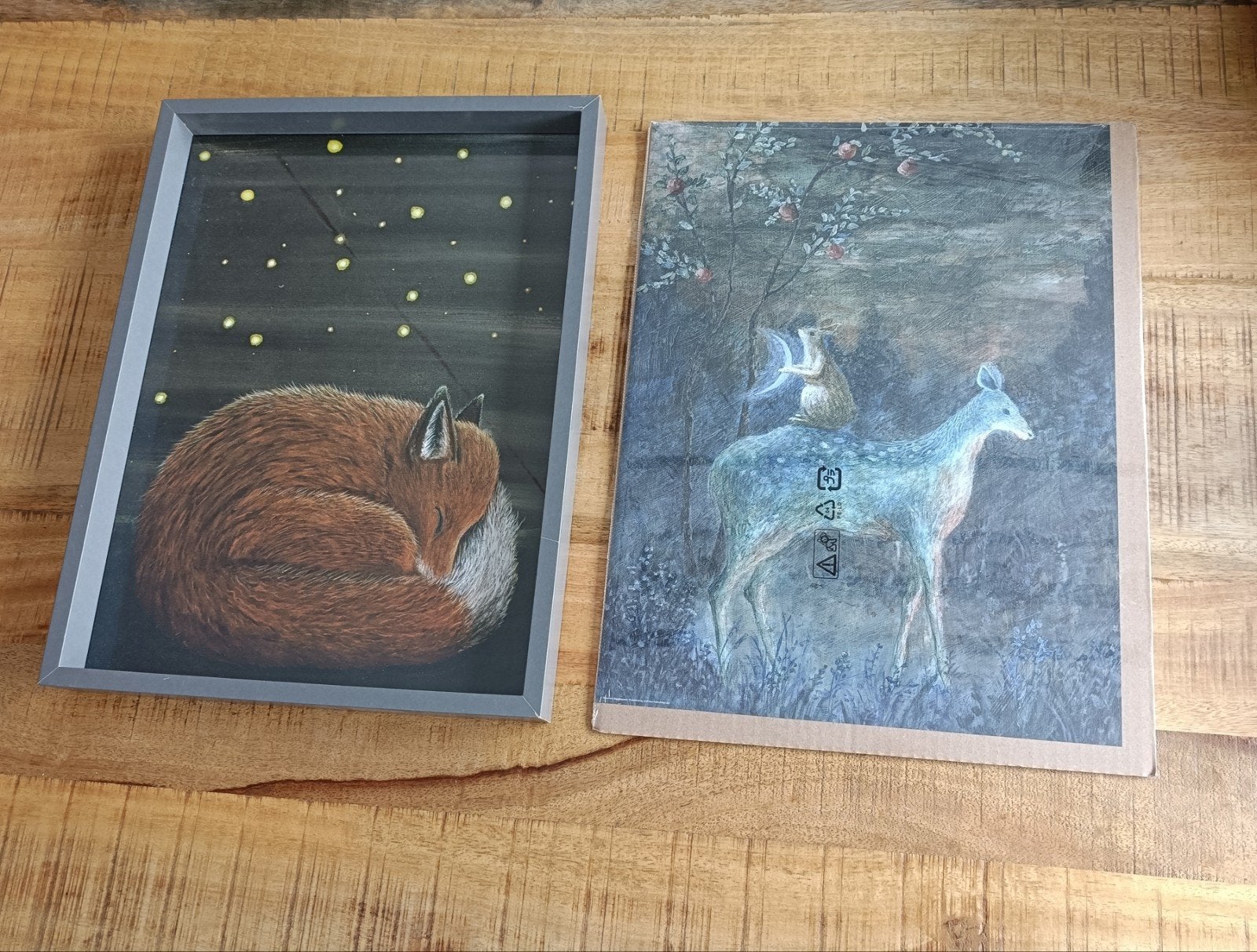 IKEA BILD Fotolijst met afbeelding van vos en hert, Met afbeelding, Ophalen of Verzenden, Zo goed als nieuw, Hout